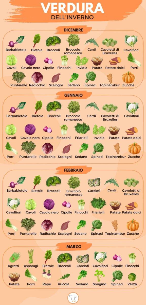 Infografica sulla verdura dell'inverno