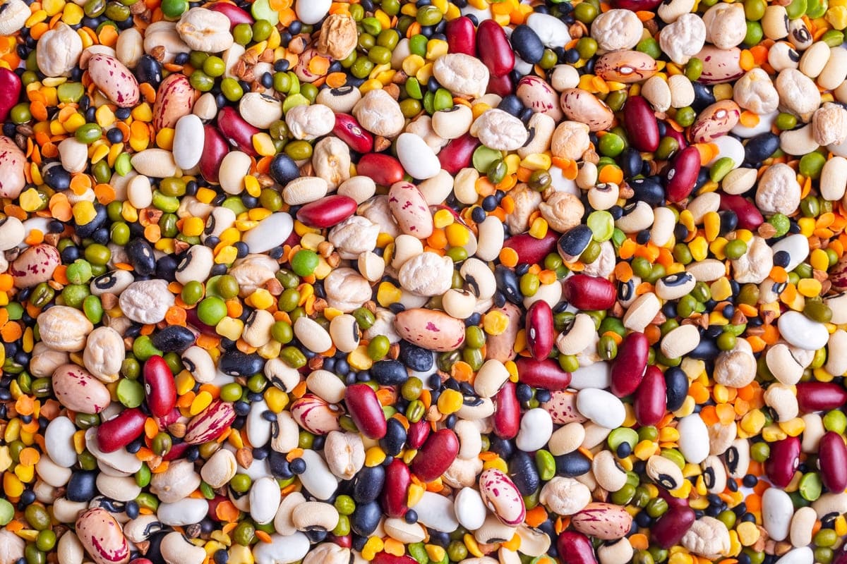 Mix di legumi con cannellini, borlotti, lenticchie, fagioli neri