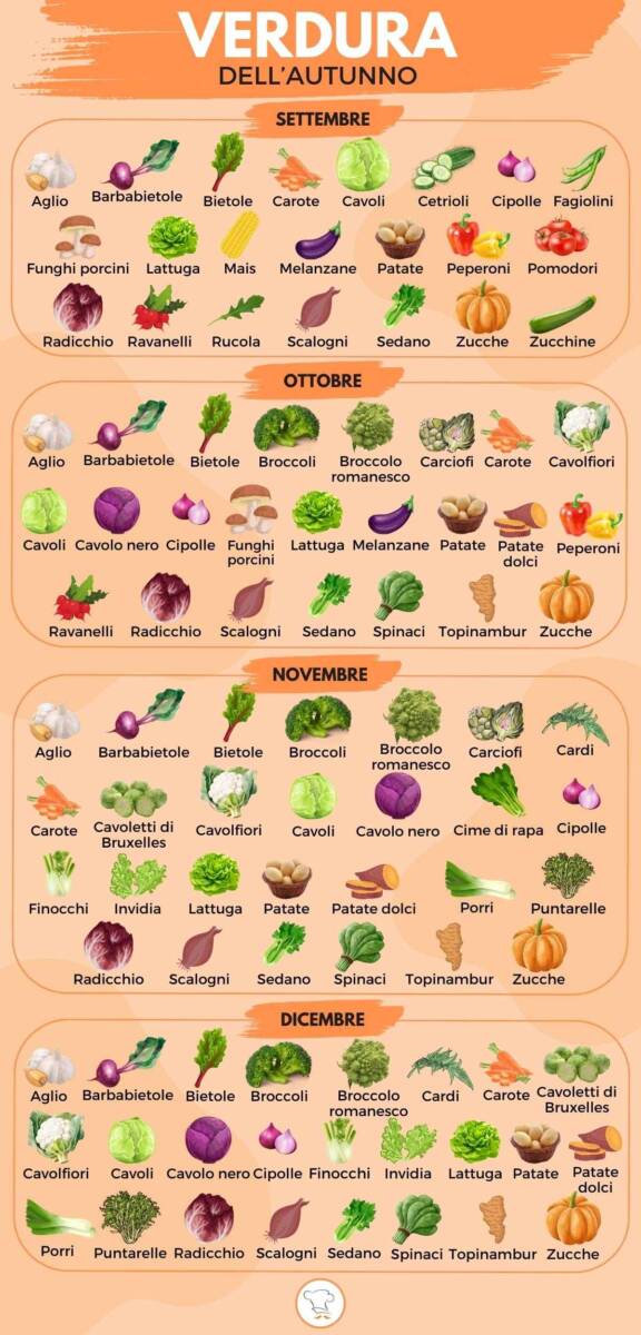 Infografica sulla verdura dell'autunno