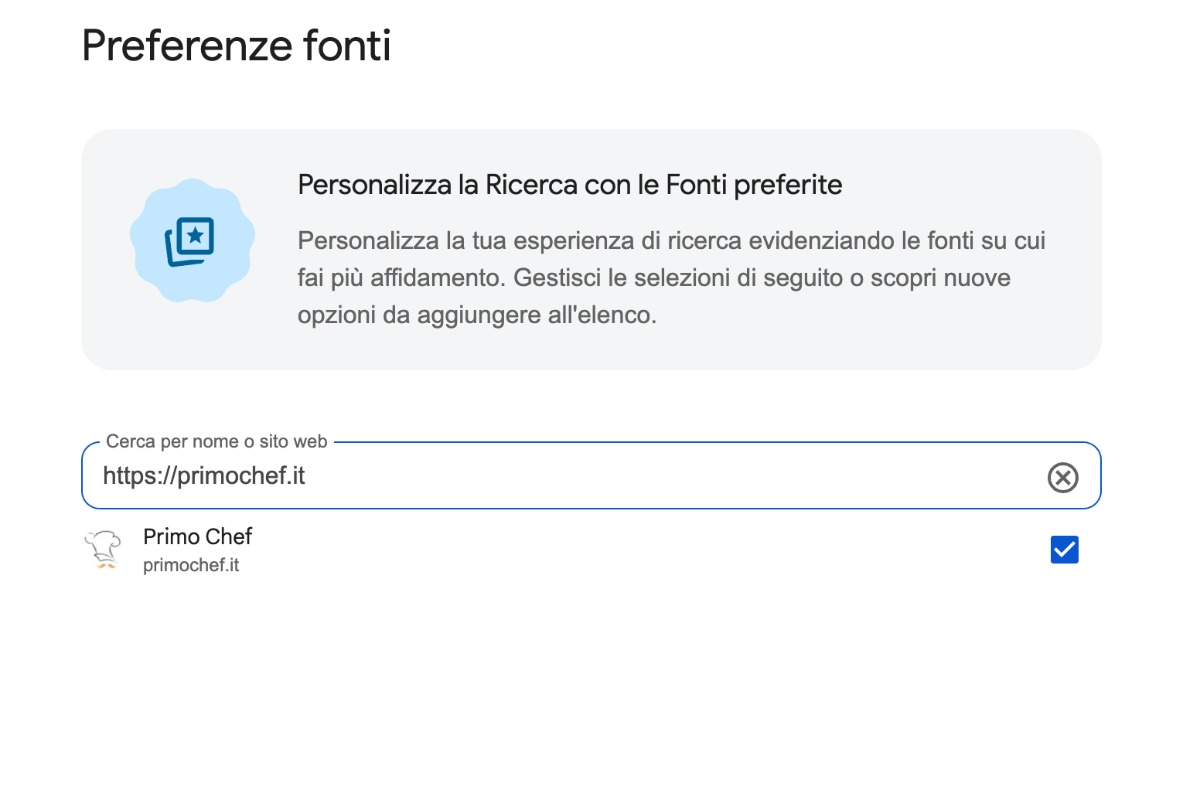 Fonti preferite di Google