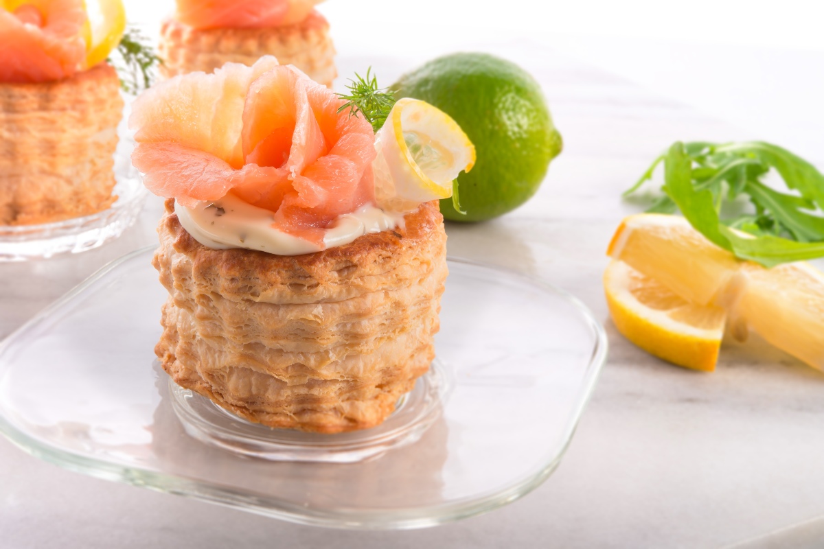 Vol au vent with salmon