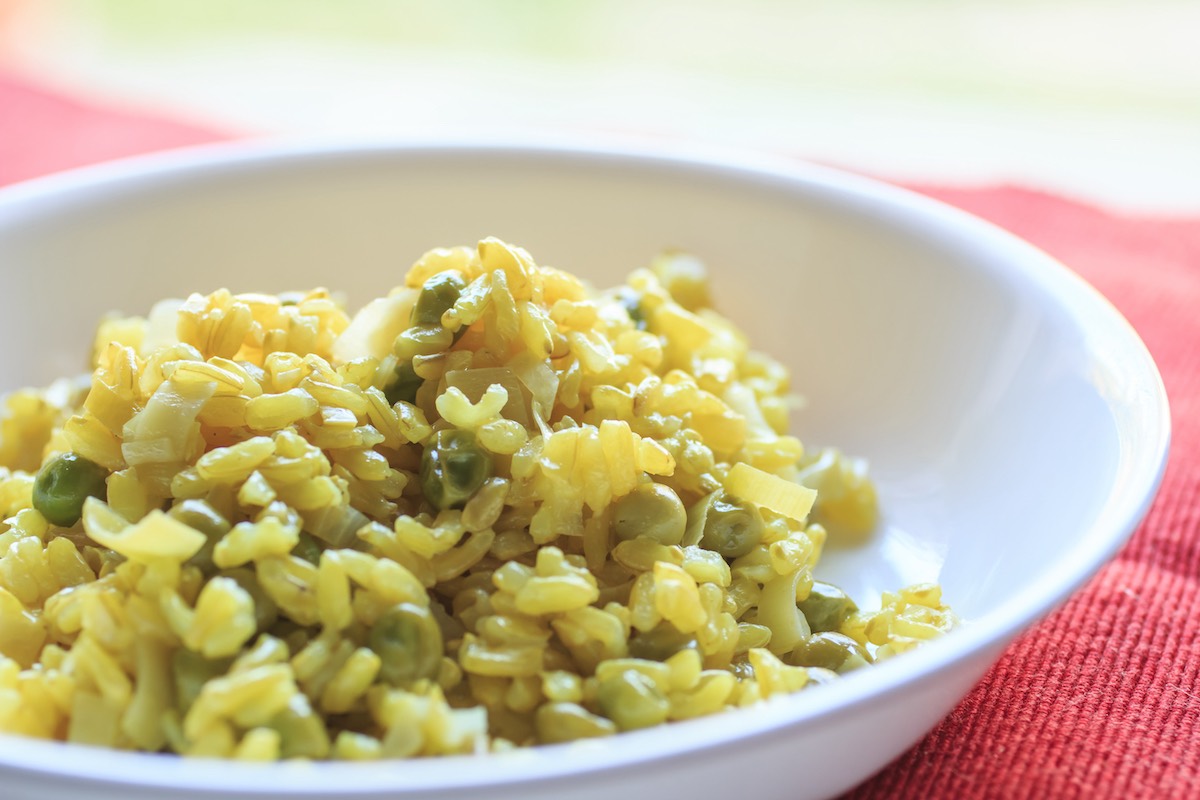 Leek and pea risotto