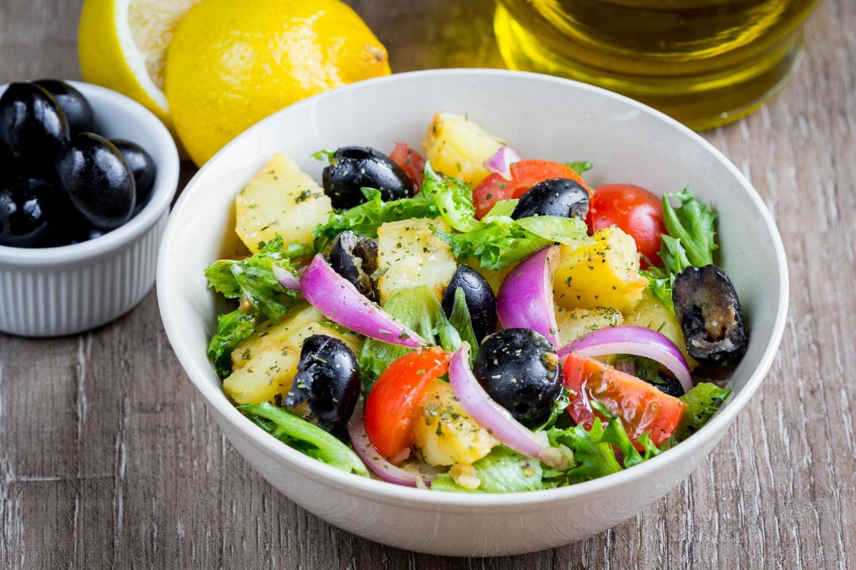 Greek salad with potatoes