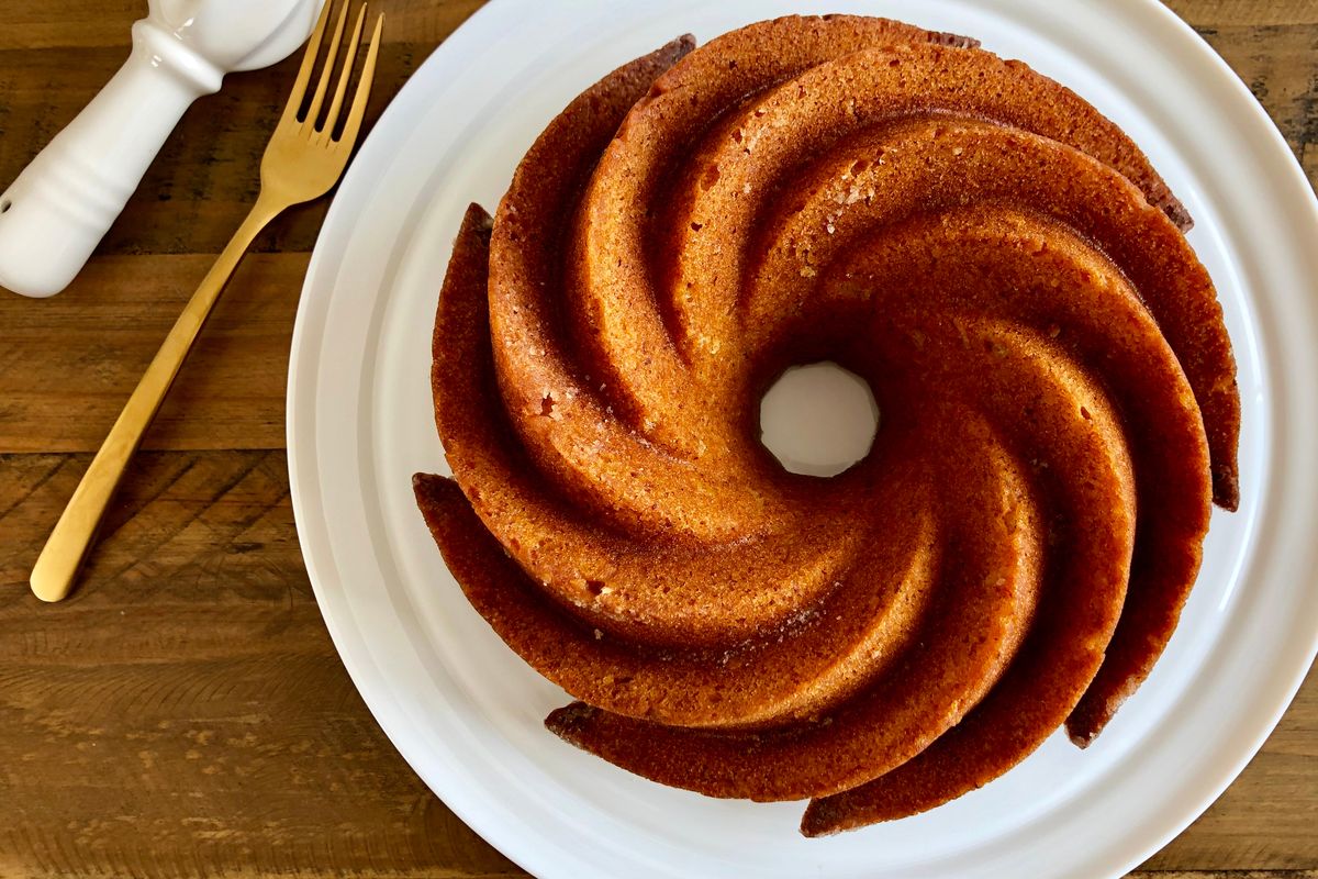 Fluffy pumpkin and walnut donut