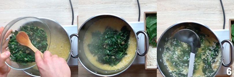 Preparation of the risotto with spinach 6