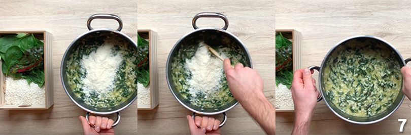 Preparazione del risotto con spinaci 7