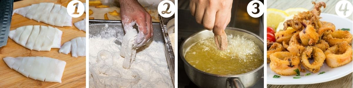 preparazione dei calamari fritti