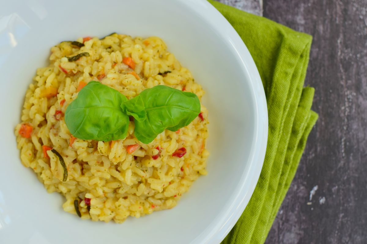 Risotto with vegetables and turmeric