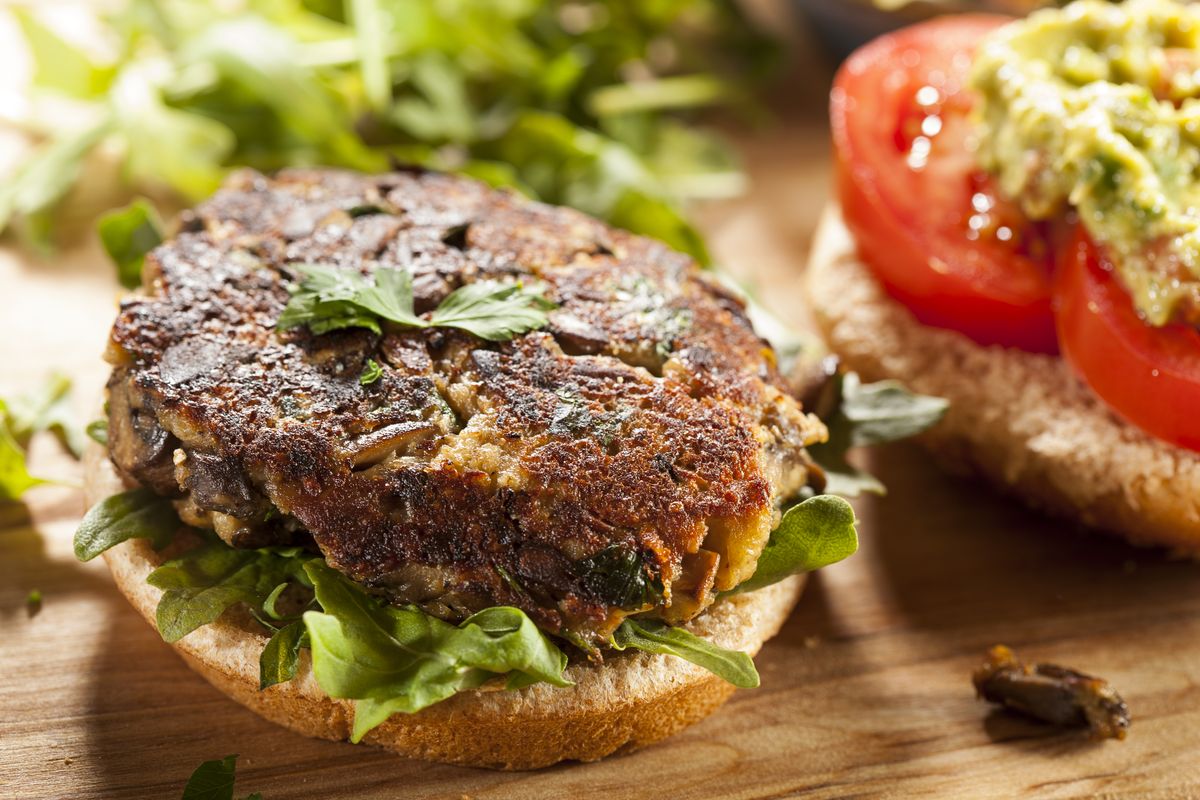 Mushroom and chickpea burger