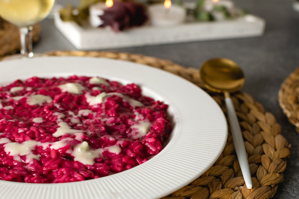 Beetroot and gorgonzola risotto