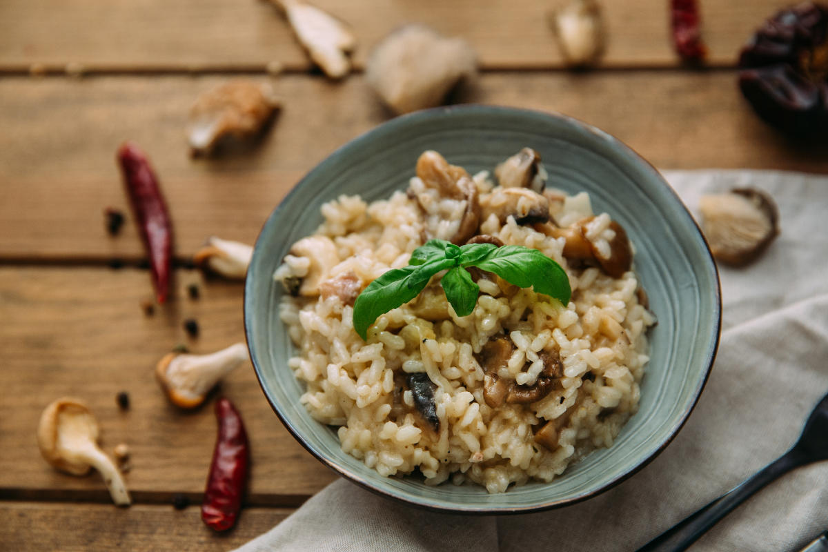 Risotto funghi e prosciutto