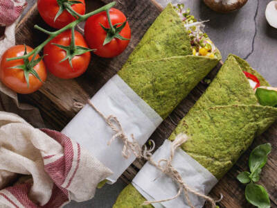 Tortillas verdi con verdure e mozzarella