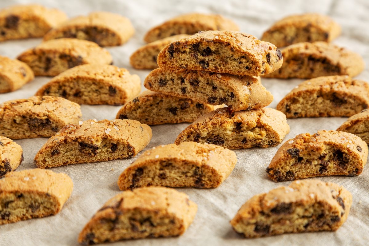 Tray of chocolate biscuits