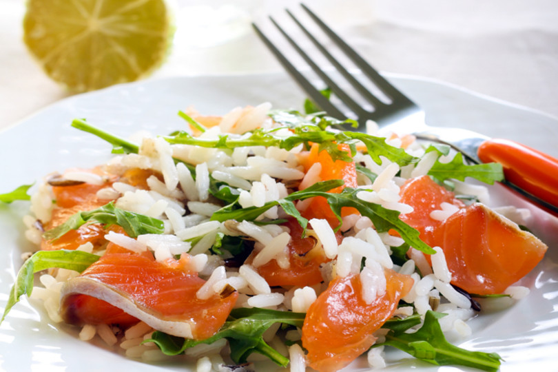 Riso, salmone e rucola