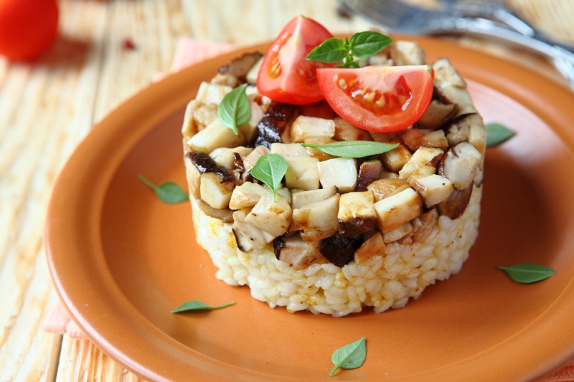 Tortino di riso e funghi