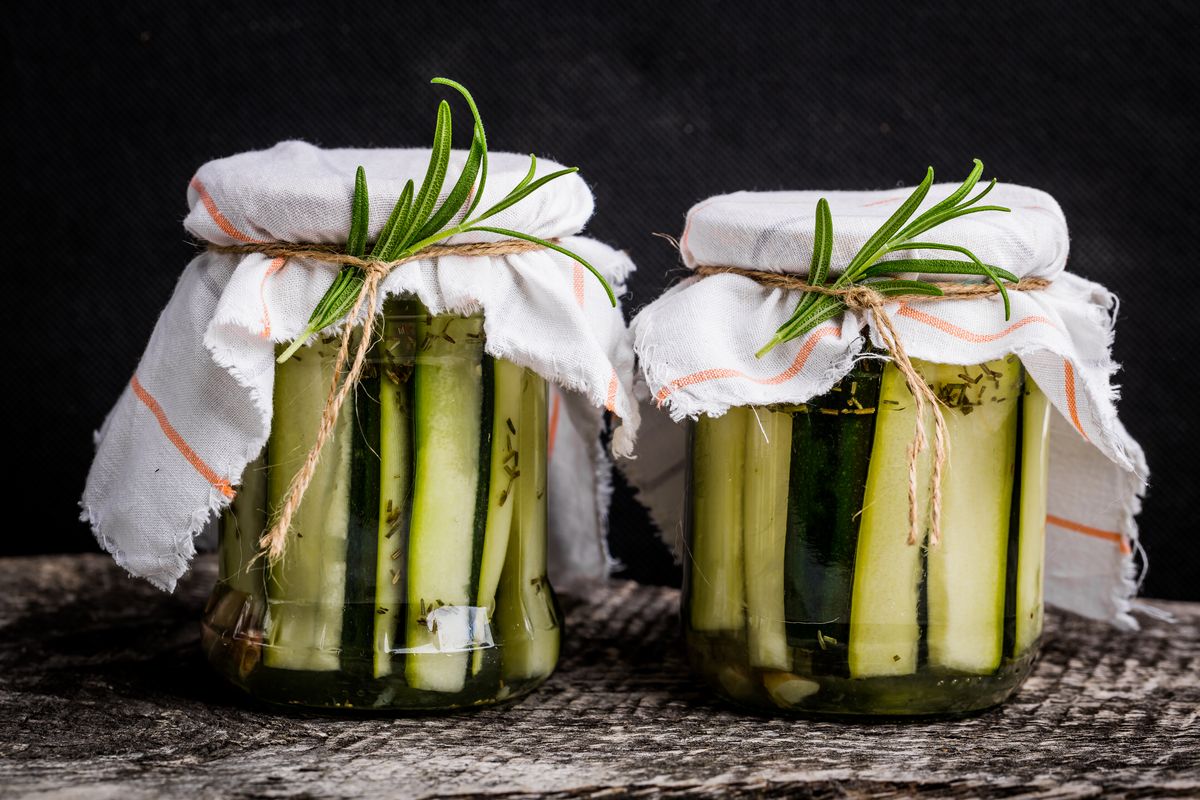 zucchini in oil in a jar
