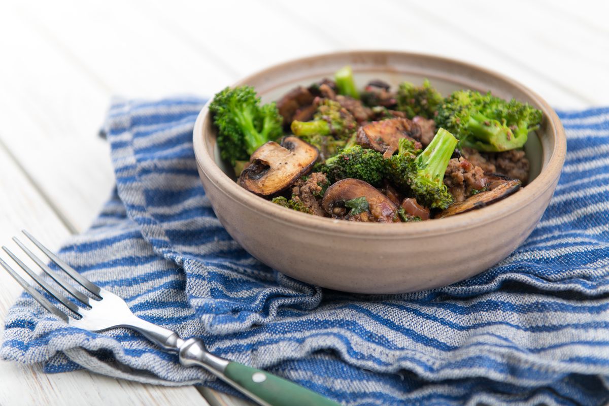 Broccoli e funghi in agrodolce