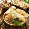 crepes di farina con castagne ripiene di funghi