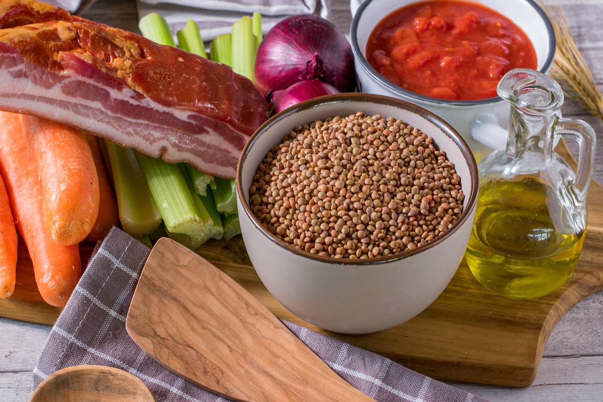 Lentil soup ingredients