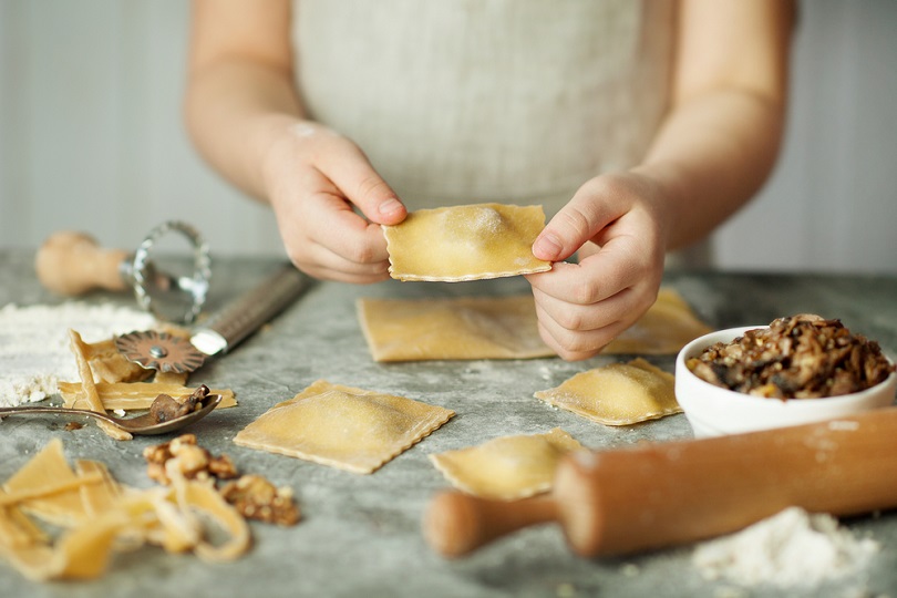 Ravioli con funghi e noci