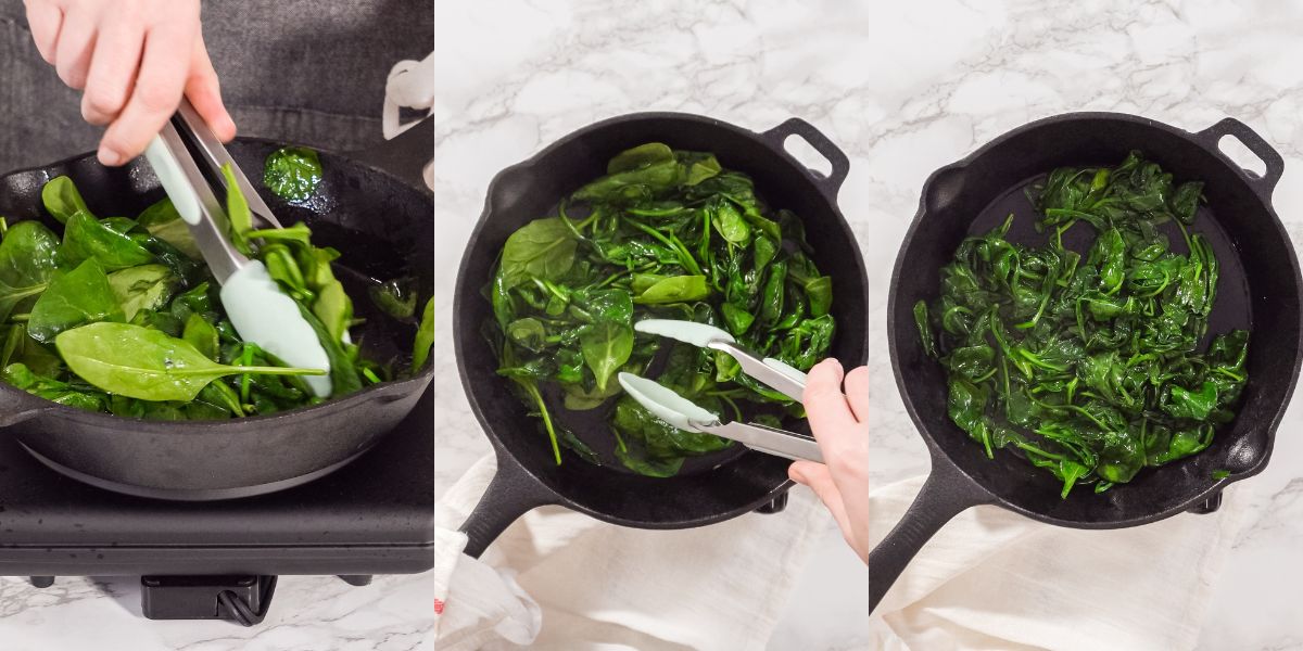 Portare a cottura spinaci in padella