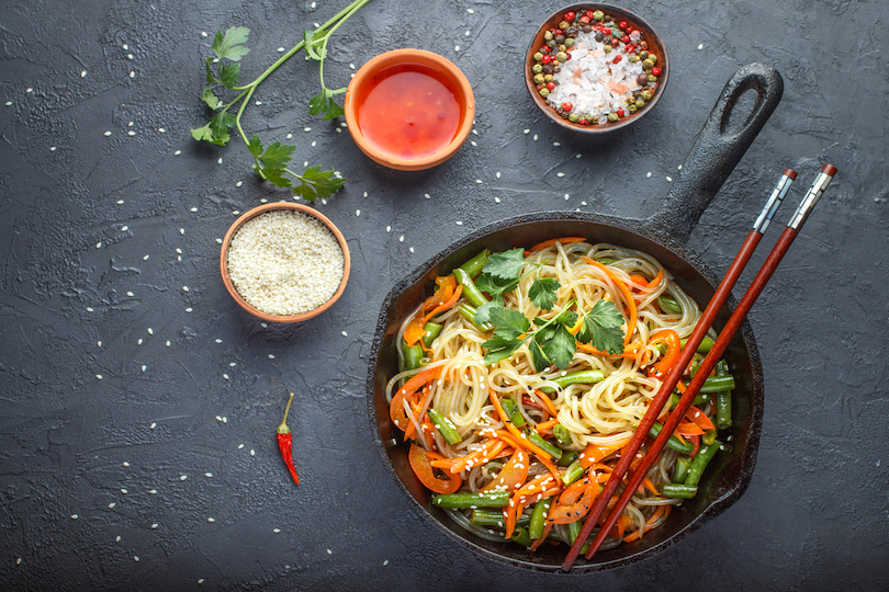 Spaghetti di soia con verdure