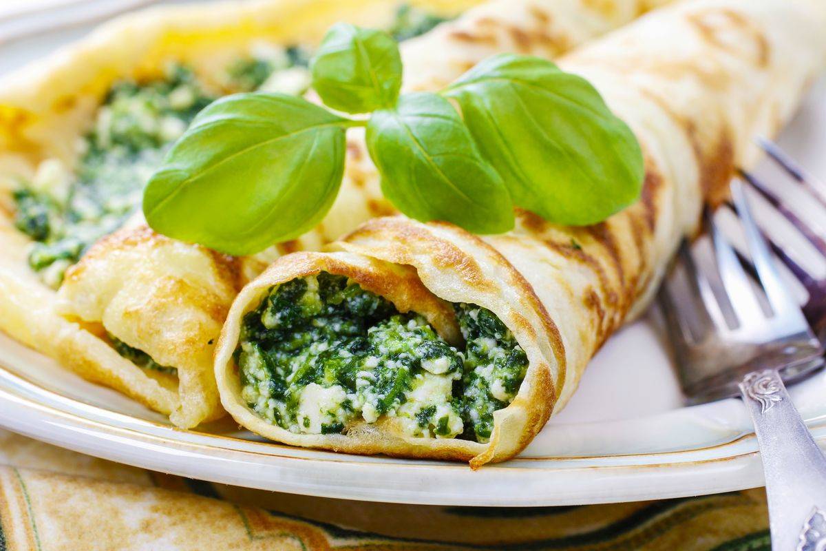 Ricotta and spinach crepes