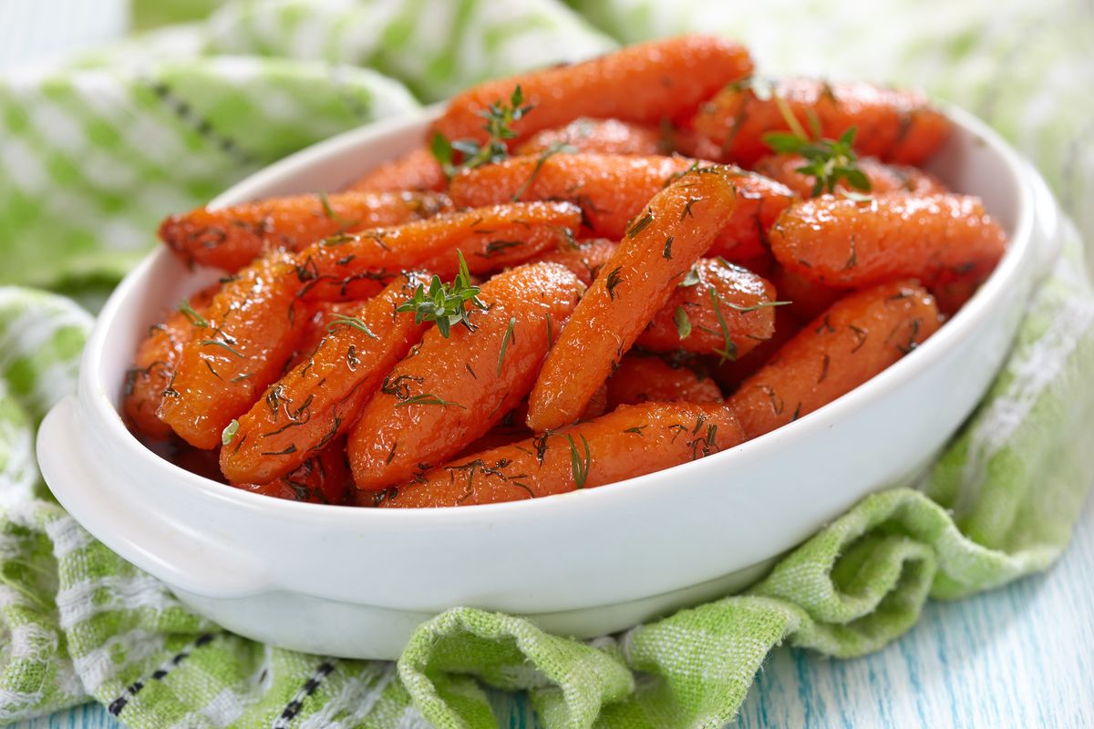 Carrots in a pan with oil