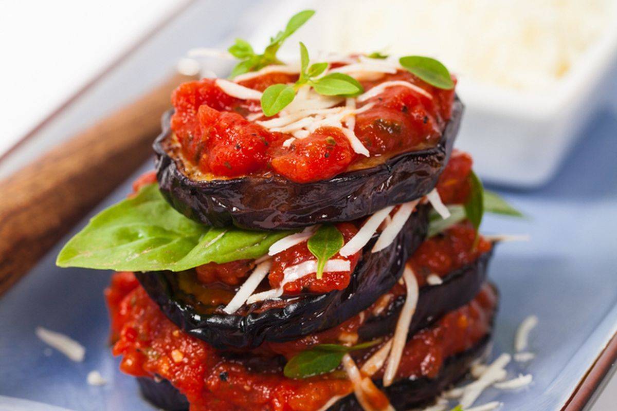 Pan-fried eggplant parmesan