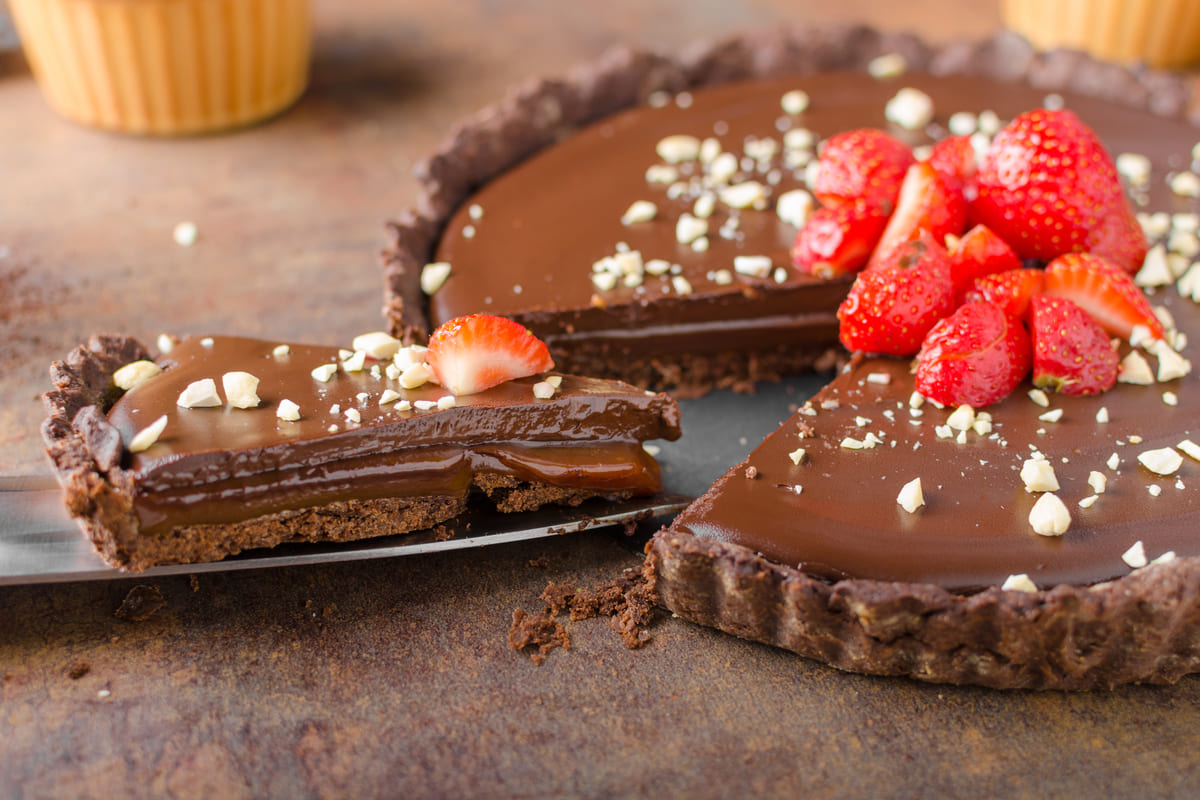 Strawberry and chocolate tart