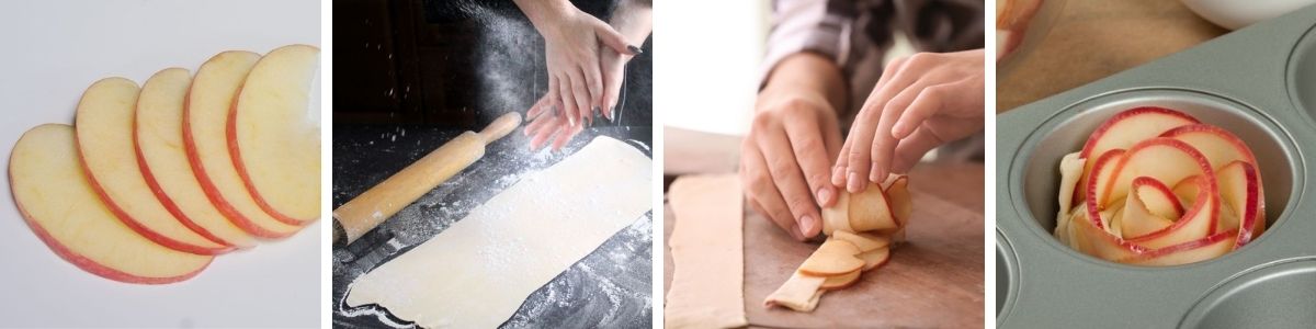 preparazione delle roselline di mele