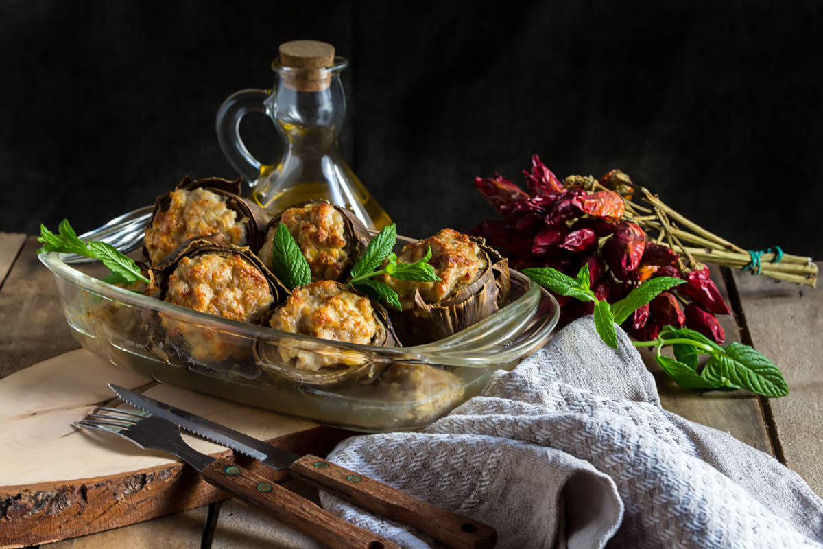 carciofi ripieni di carne al tartufo