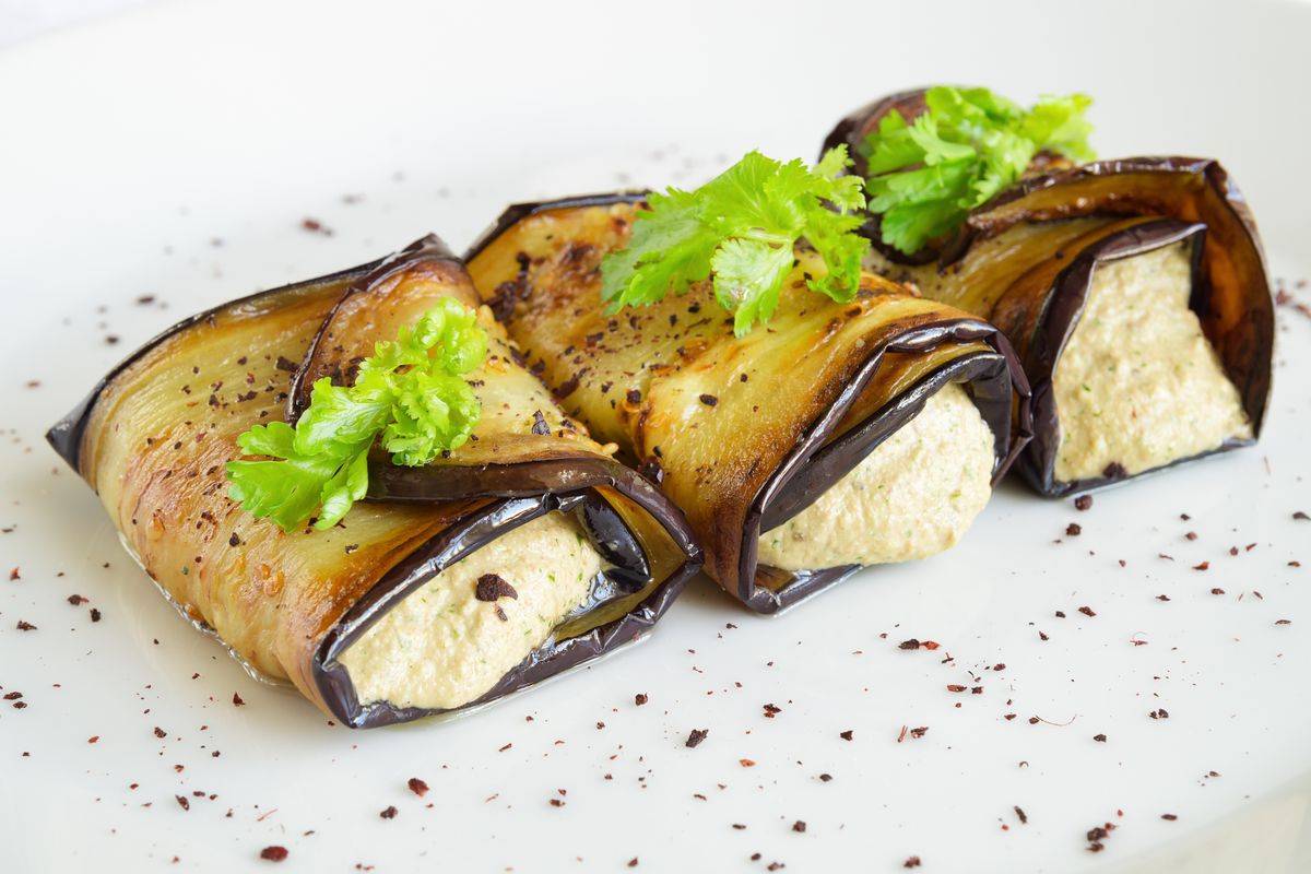 Fried aubergine rolls