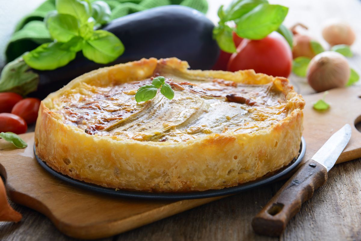 savory pie with aubergines