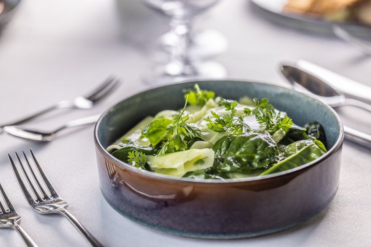 Pan-fried kohlrabi leaves