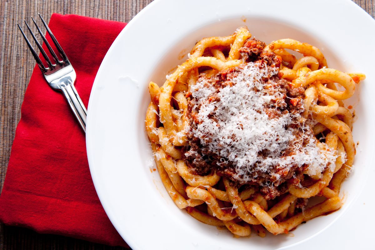 Lamb ragout with tomato sauce