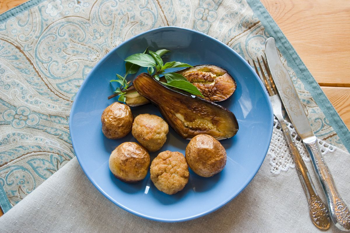 Gluten-free aubergine meatballs