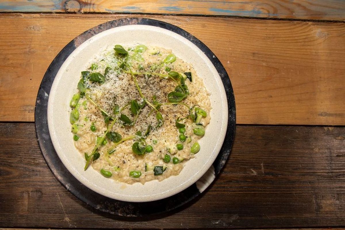 Risotto with broad beans and peas