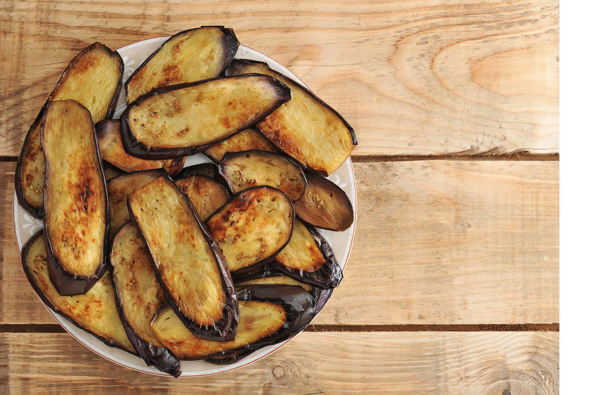 Fried aubergines