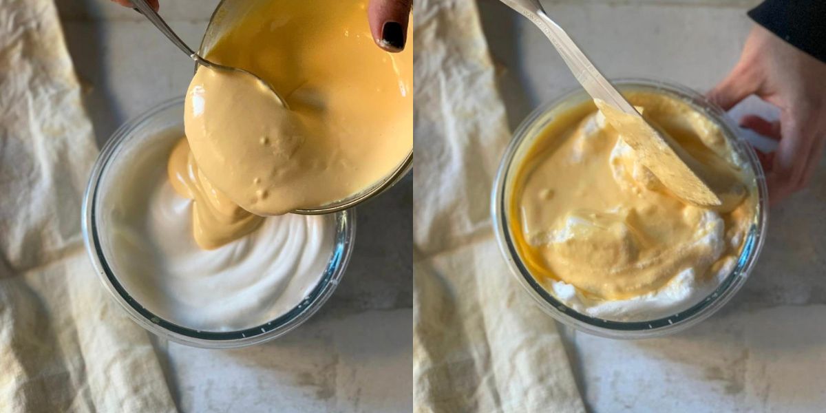 Combine cream with egg whites