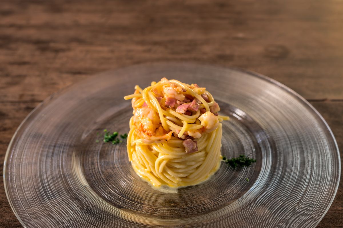 Seafood carbonara from Cannavacciuolo