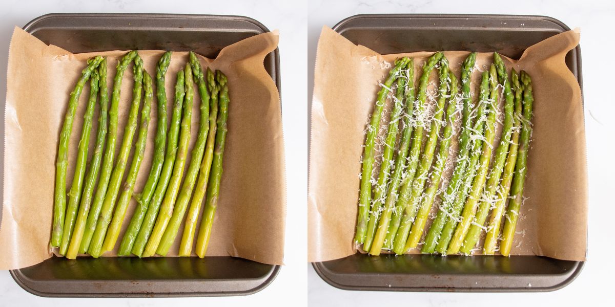 Preparing asparagus for the oven