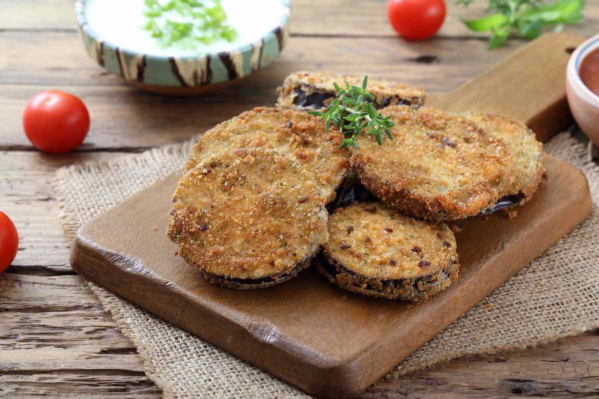 Fried aubergines