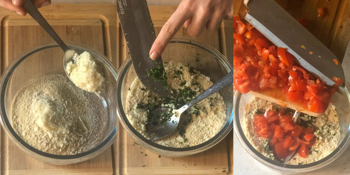 Stuffing for aubergines au gratin