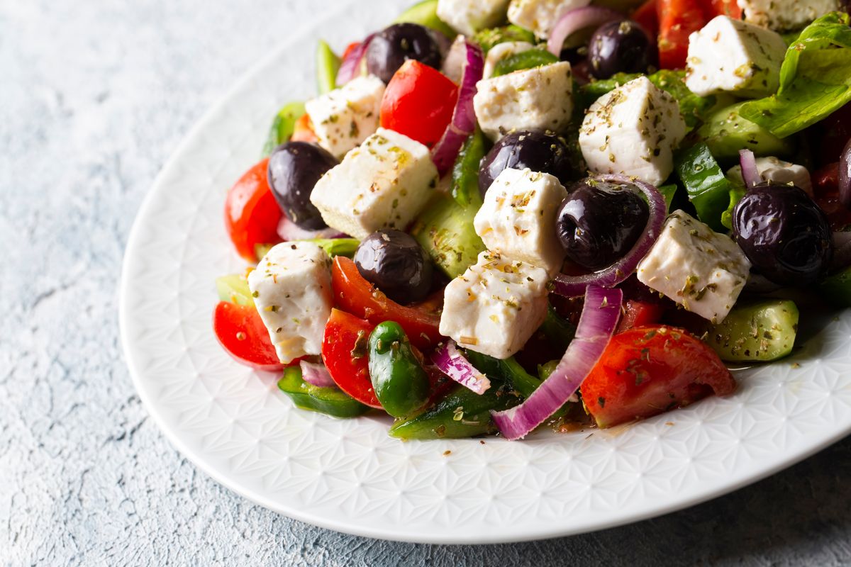 Portion of Greek salad