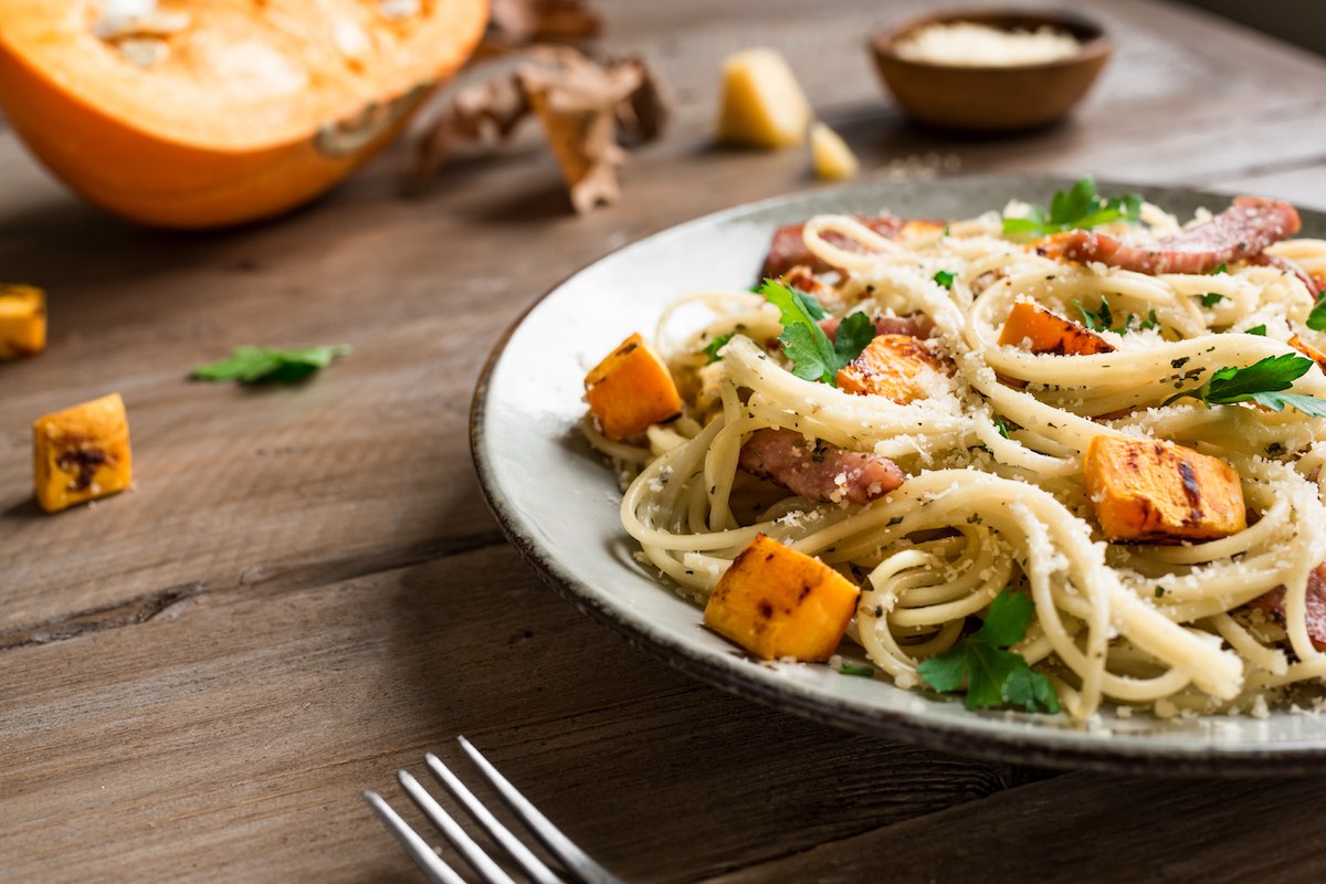 Pumpkin and sausage pasta