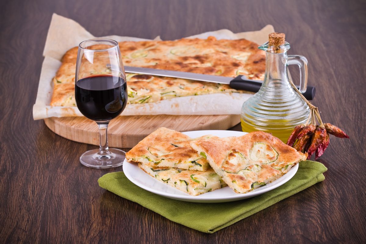 Pan-fried courgette focaccia