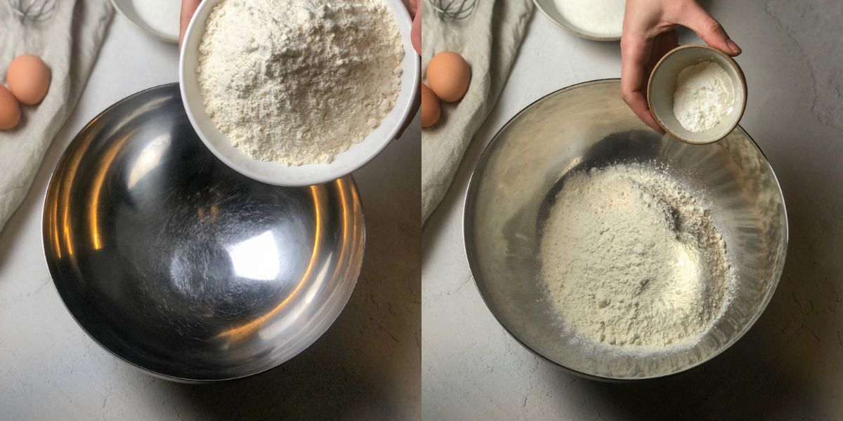 Mix flour and baking powder
