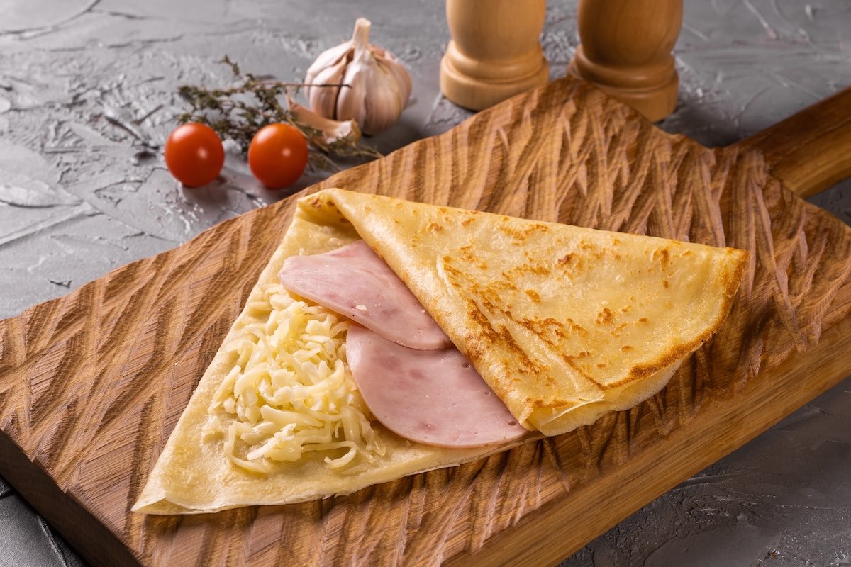 Ham and cheese crepes