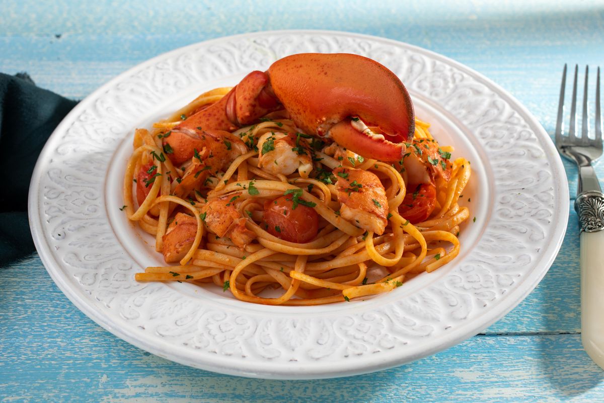 Linguine with lobster